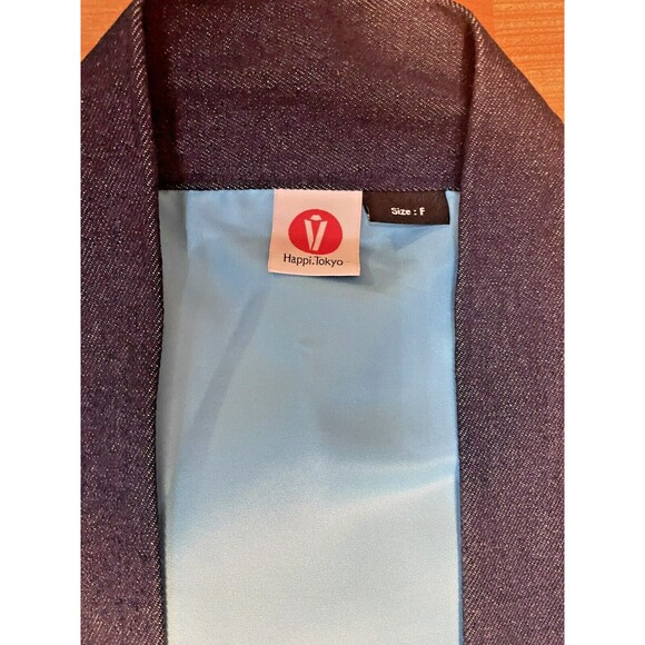 Navy Blue Kimono Jacket with Wave Design - Picture 10 of 12